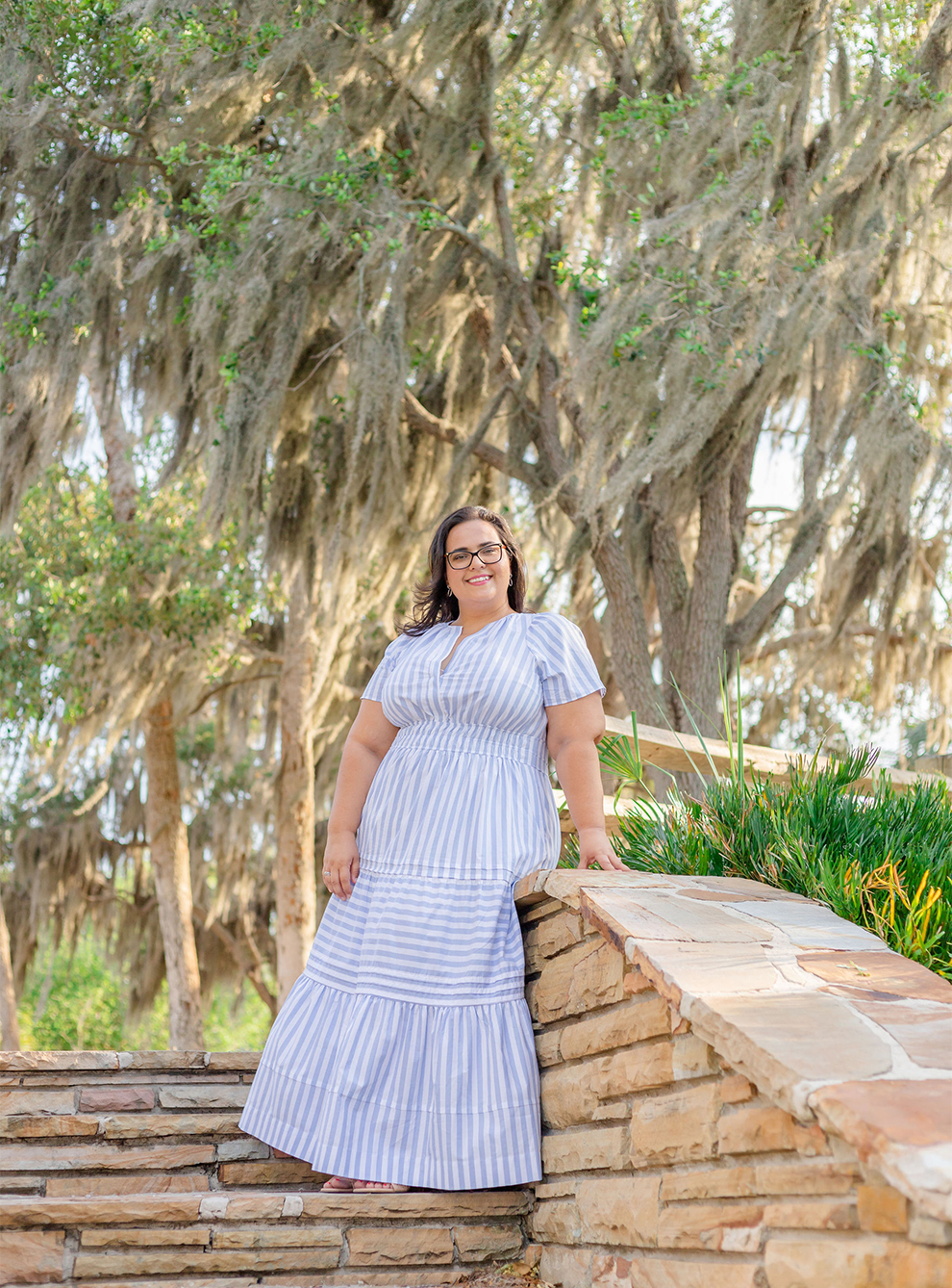 Spanish moss threes and women in the dress