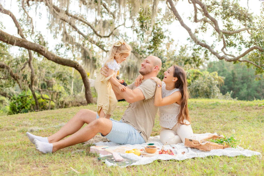 Family picnic at a park 