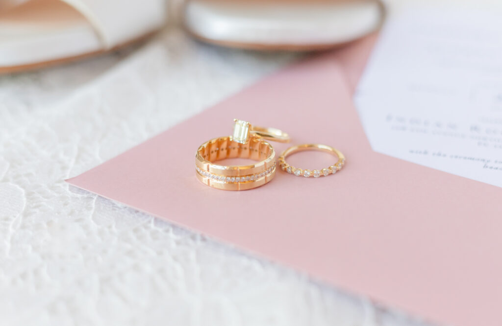 Wedding rings creative flatlay